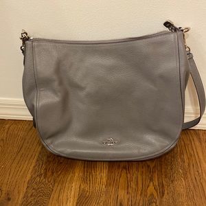 Gray leather coach bag